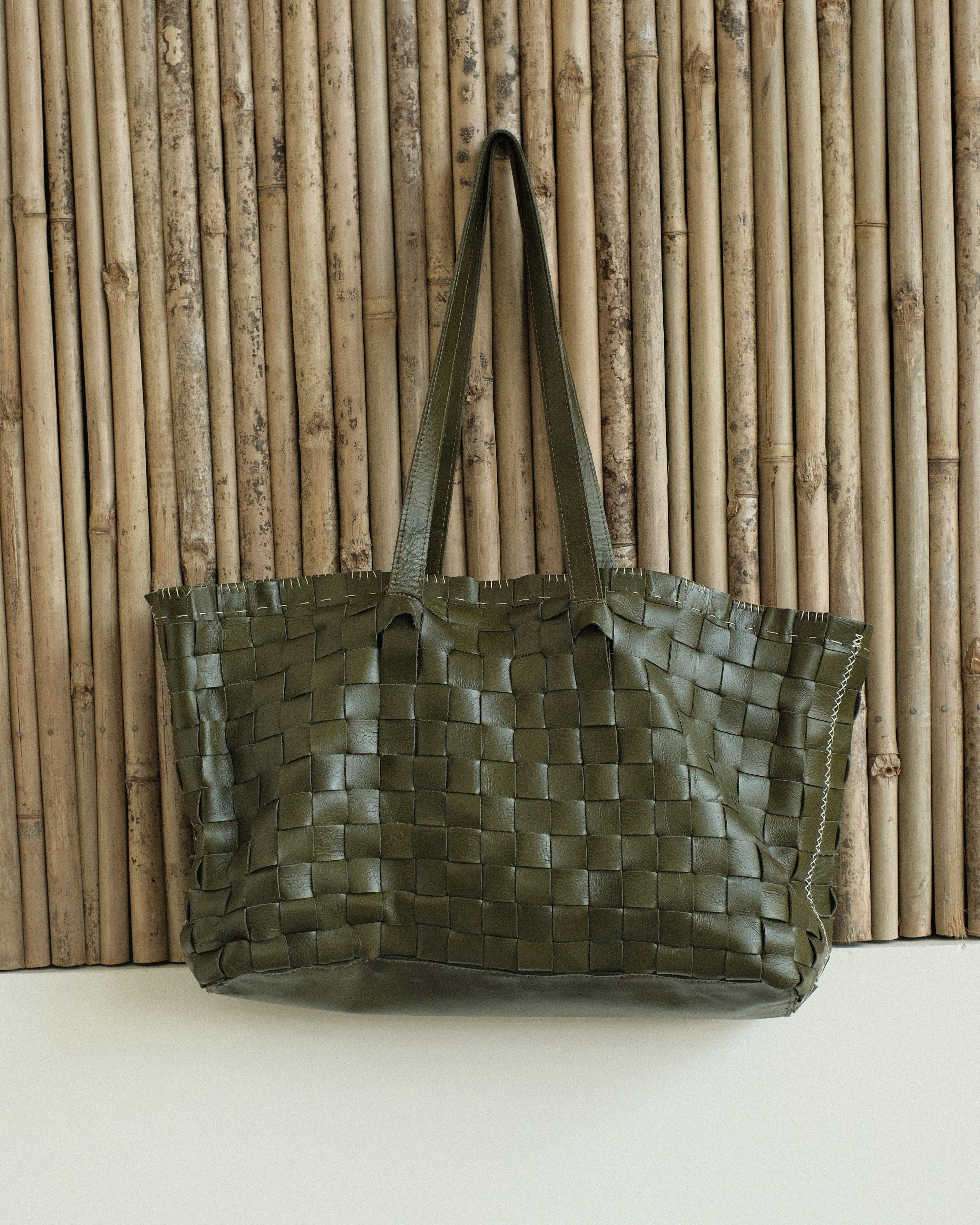 GREEN LEATHER ATMA TOTE - Image 3